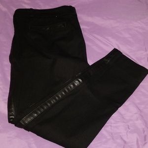 Banana Republic Black Pants with Leather Accents